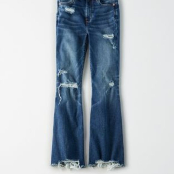 American Eagle Denim - ISO American Eagle High Waist Cropped Flare Super Stretch size 16 Long